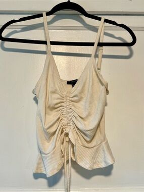 Forever 21 Cream Ruched Ribbed Camisole